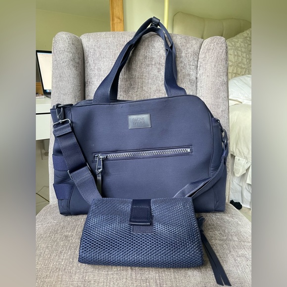 Dagne Dover Handbags - Dagne Dover Large Wade Neoprene Diaper Tote Bag Navy Blue